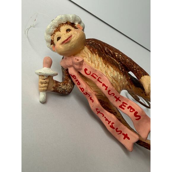 Baby's 1st Christmas Monkey Ornament Cutesy Kitsch - Picture 12 of 12